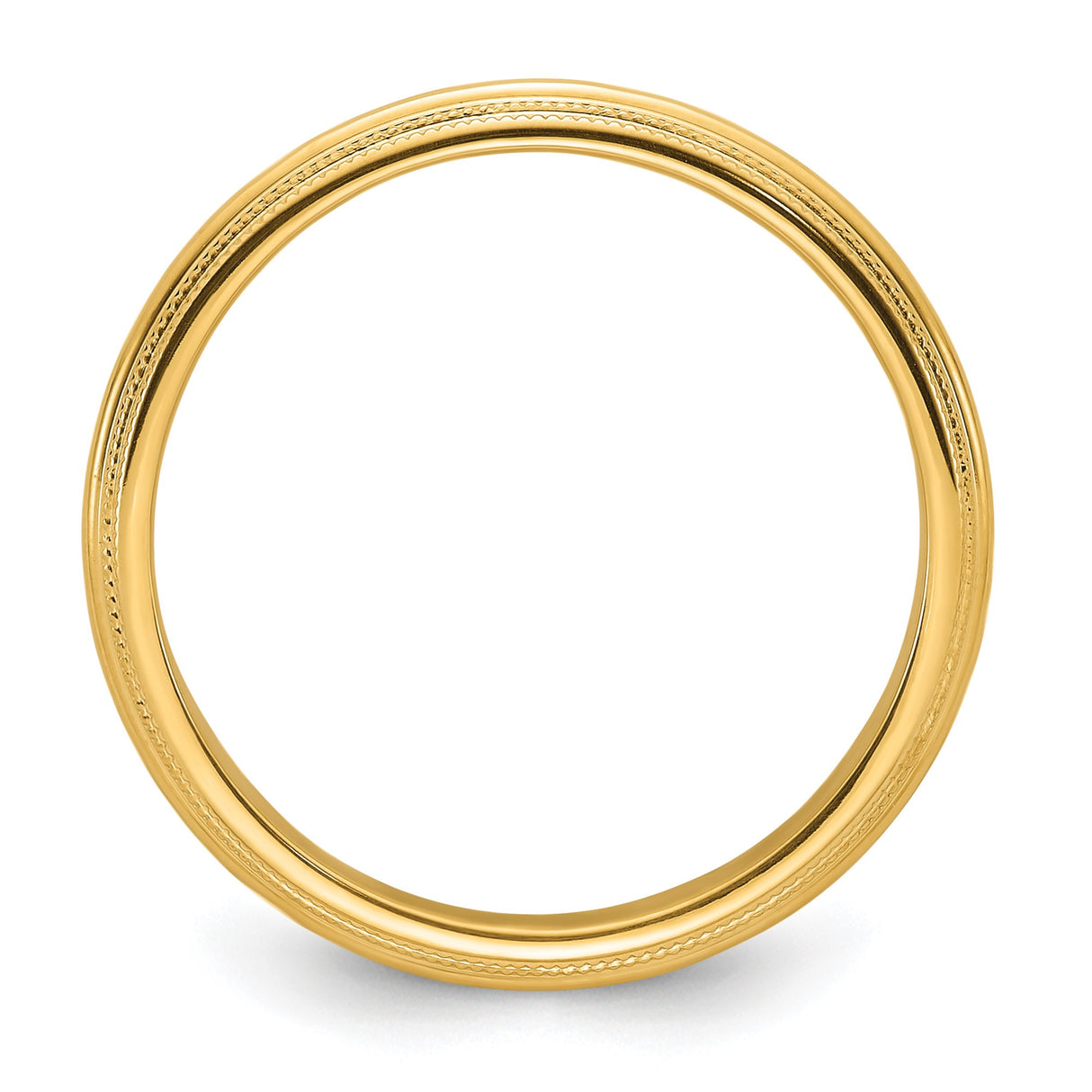 14k Yellow Gold Milgrain, Comfort Fit wedding band ring alternate angle
