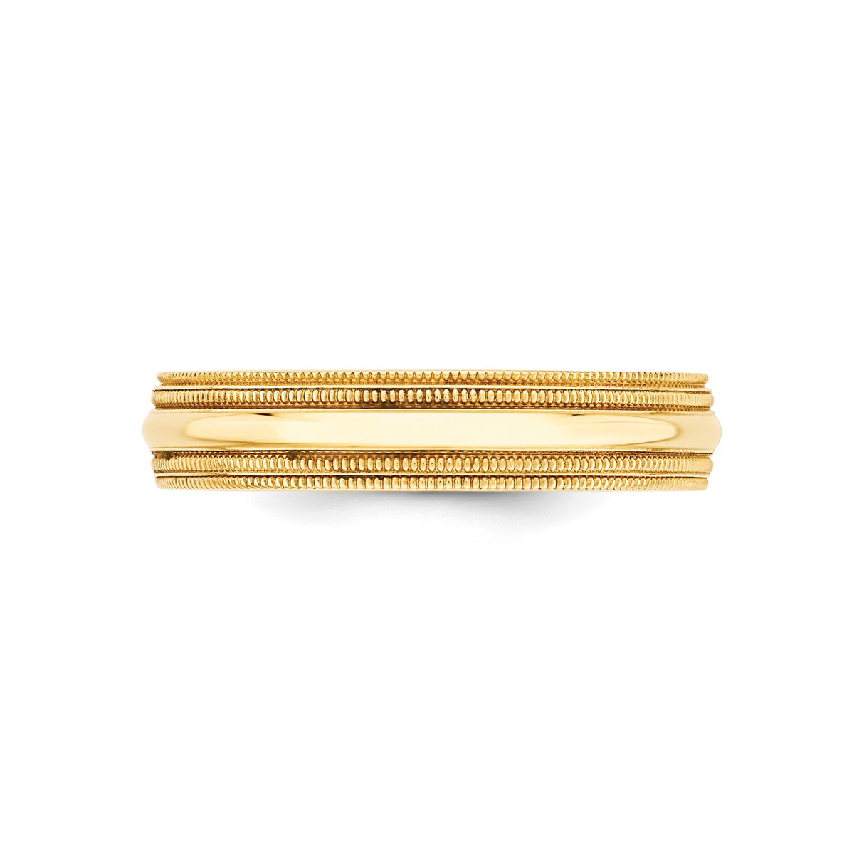 14k Yellow Gold Milgrain, Comfort Fit wedding band ring detail view