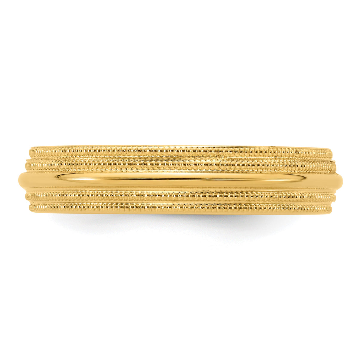 14k Yellow Gold Milgrain, Comfort Fit wedding band ring detail view