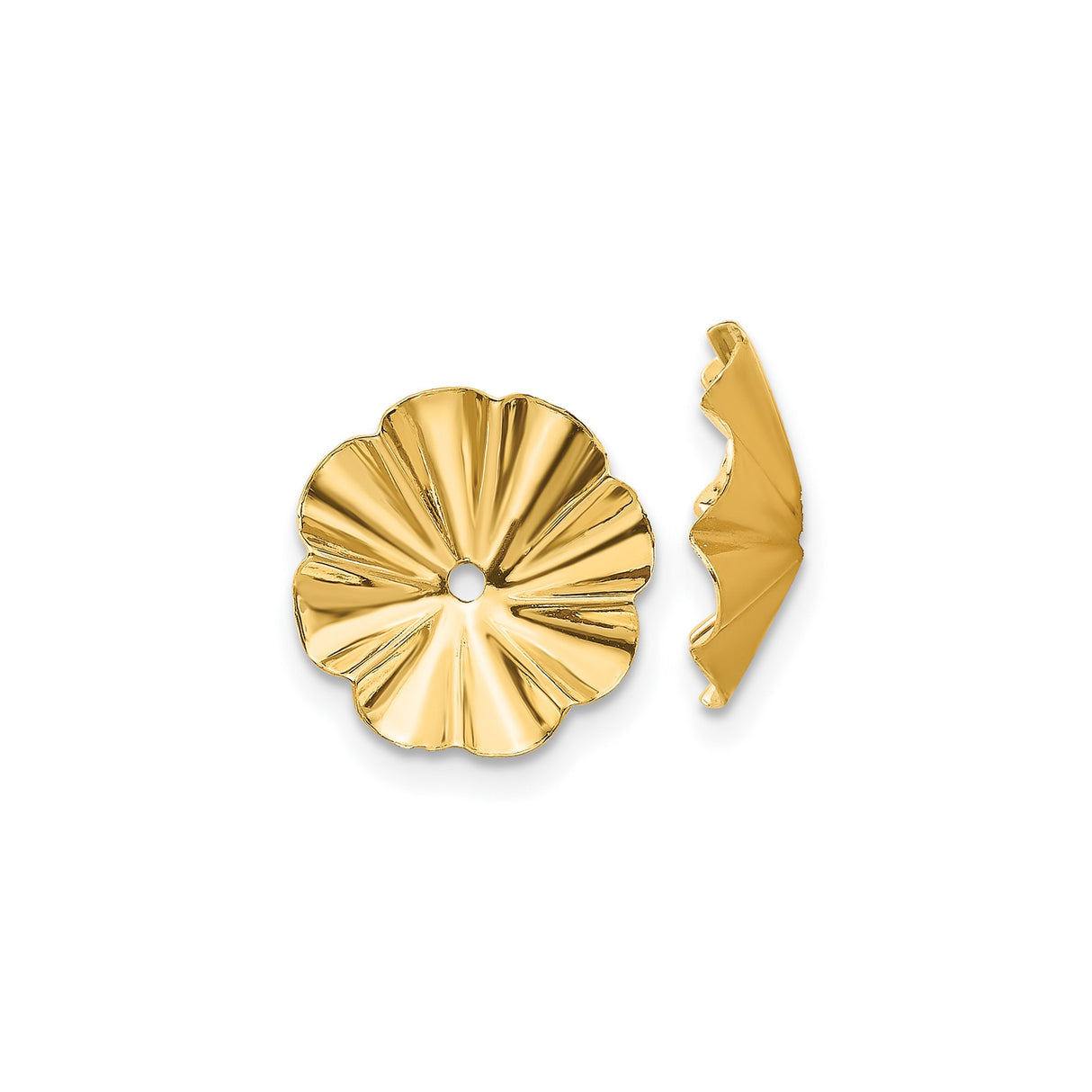 14k Yellow Gold Scalloped Bead Cap, Floral Petal Jewelry Making Component for Earrings or Bracelets