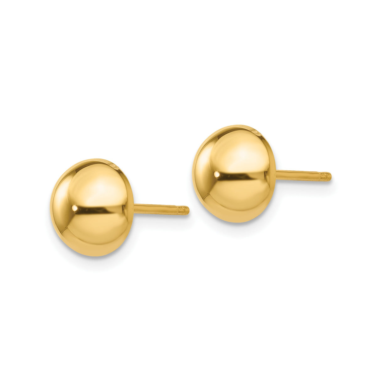14k Yellow Gold Dome Stud Earrings, Classic Half Sphere Design with Polished Finish