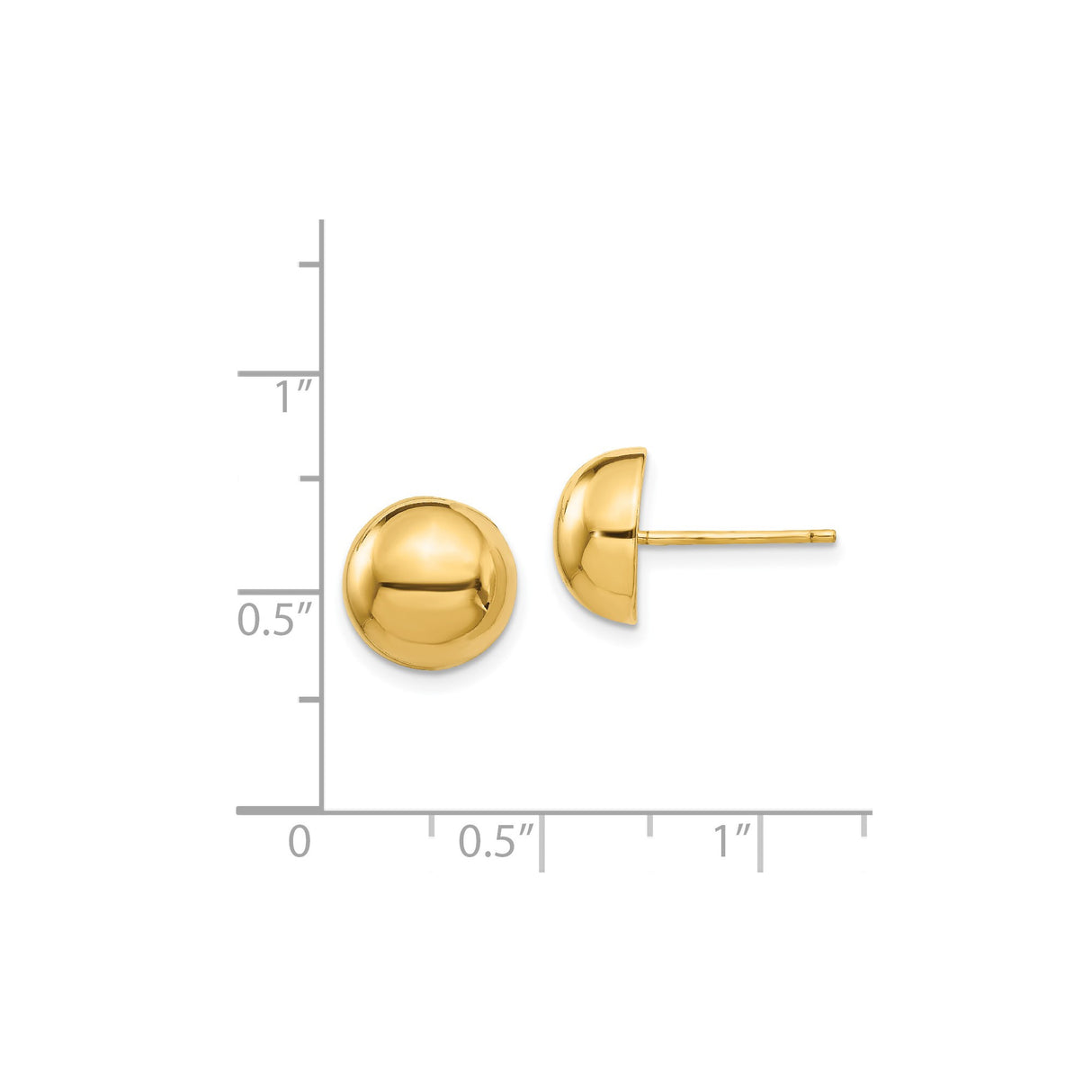 14k Yellow Gold Ball Stud Earrings, Smooth Polished Domed Design, Minimalist Everyday Style