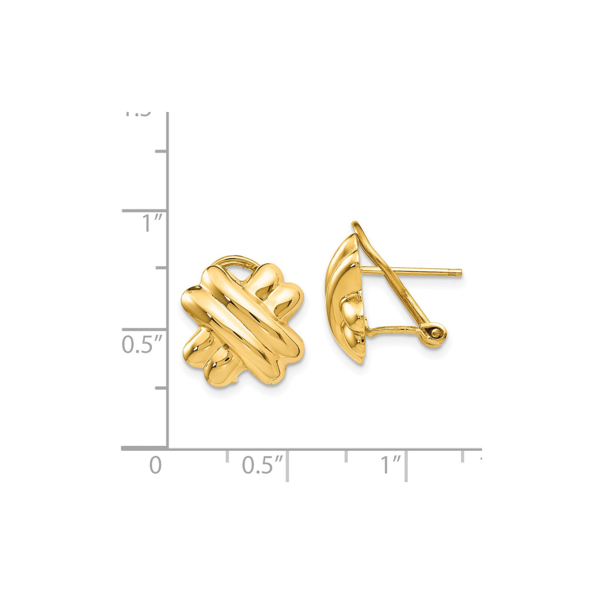 14k Yellow Gold Stud Earrings with Abstract Puffed Knot Design, High Polish Finish