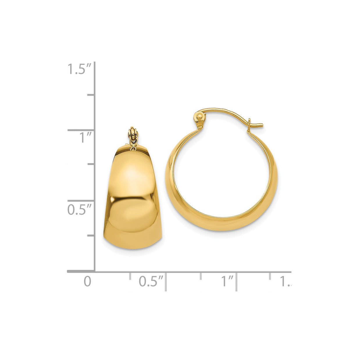 14k Yellow Gold Hoop Earrings, Tapered Lightweight Classic Design for Women