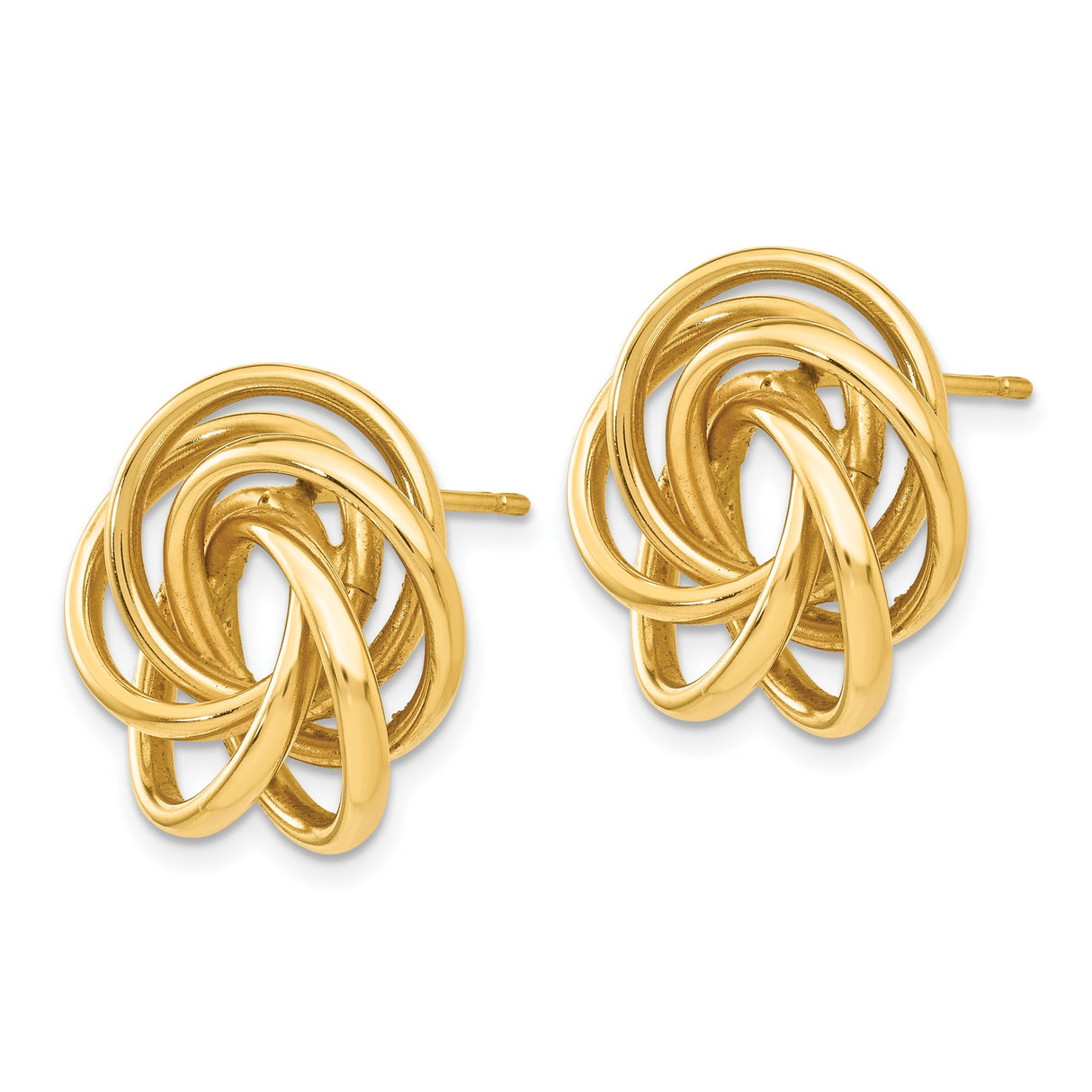 14k Yellow Gold Love Knot Stud Earrings, Interwoven Knot Design, Classic Minimalist Style for Women