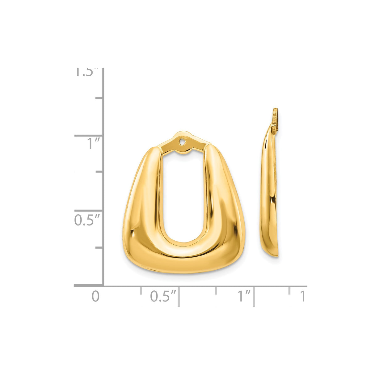 14k Yellow Gold Hoop Earrings, Bold Geometric U-Shape, Polished Hollow Lightweight Design