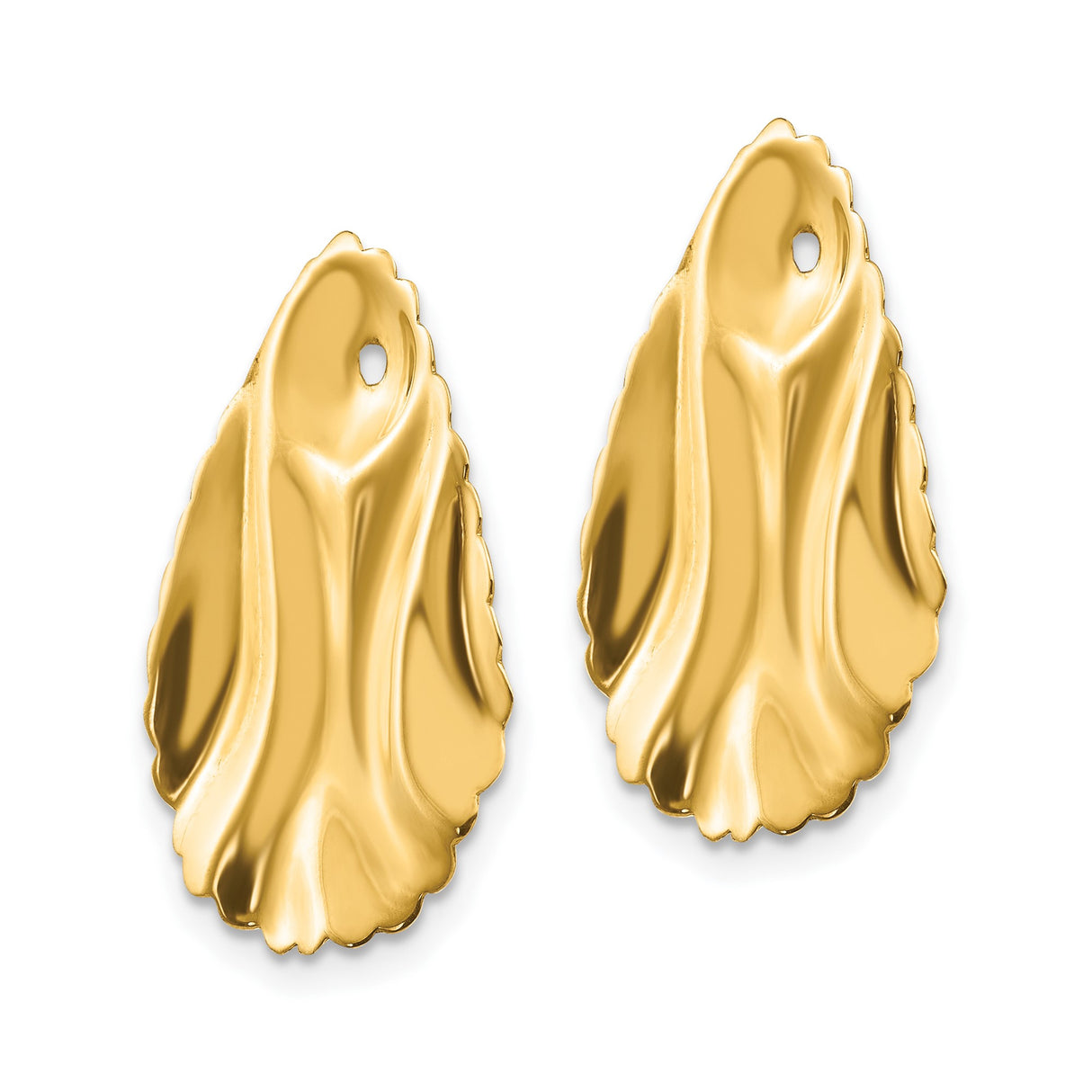 14k Yellow Gold Virgin Mary Pendant with Scalloped Edge and Flowing Robe Design