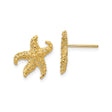 14k Yellow Gold Starfish Stud Earrings with Polished Finish and Textured Detail
