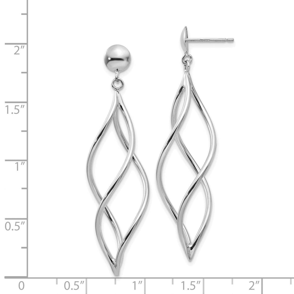 14k White Gold Dangle Earrings with Twisted Openwork Design and Polished Finish