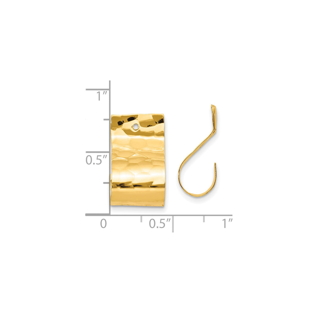 14k Yellow Gold Hoop Earrings, Wide Hammered Finish with High Polish Shine, Modern Statement Style