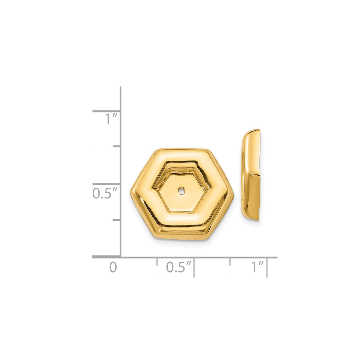14k Yellow Gold Slide Charm with Open Hexagon Center, Minimalist Geometric Pendant