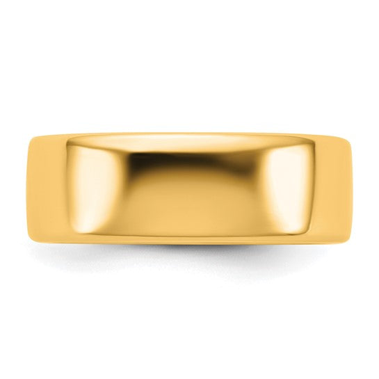 14K Yellow Gold Solid European Comfort Fit Wedding Band 7mm Wide
