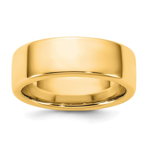 14K Yellow Gold Solid European Comfort Fit Wedding Band 7mm Wide