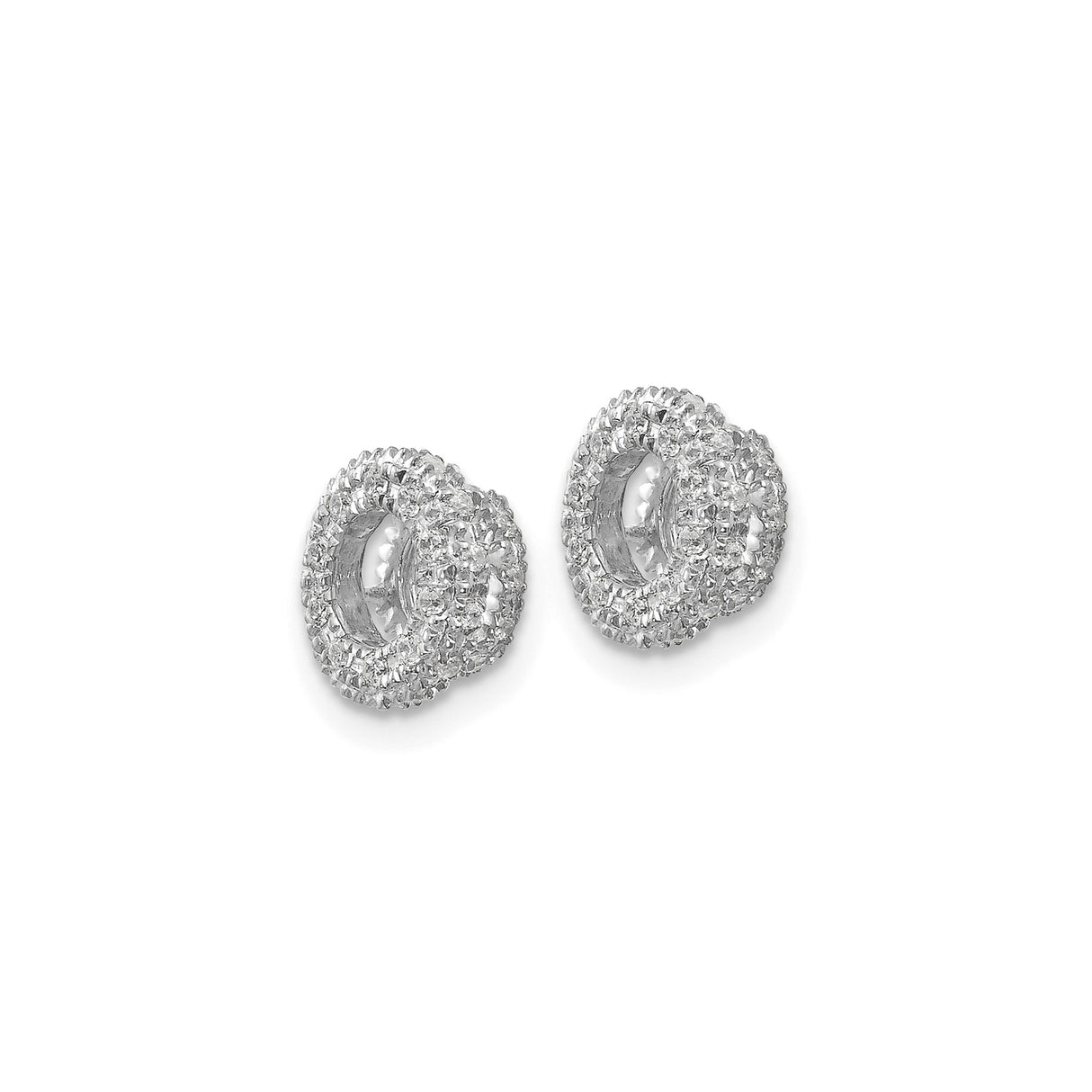 14k White Gold Diamond Earring Jackets with Double Halo for Studs
