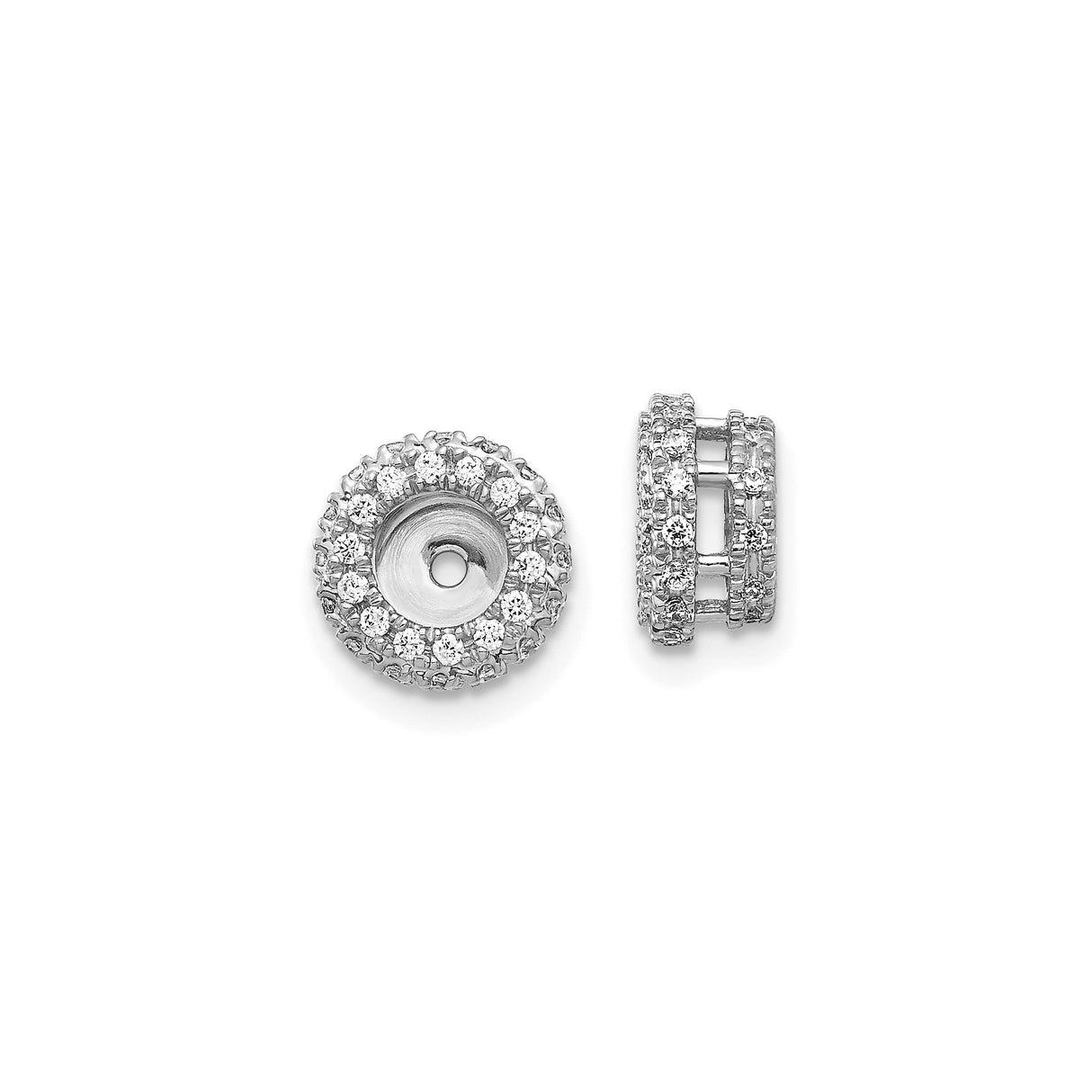 14k White Gold Earring Jackets with Diamond Double Halo Design