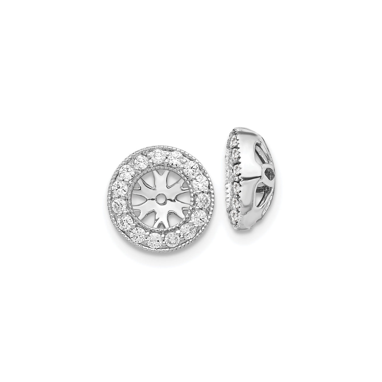 14k White Gold Charm with Diamond, Sunburst Spacer Bead with Halo and Cutout Design
