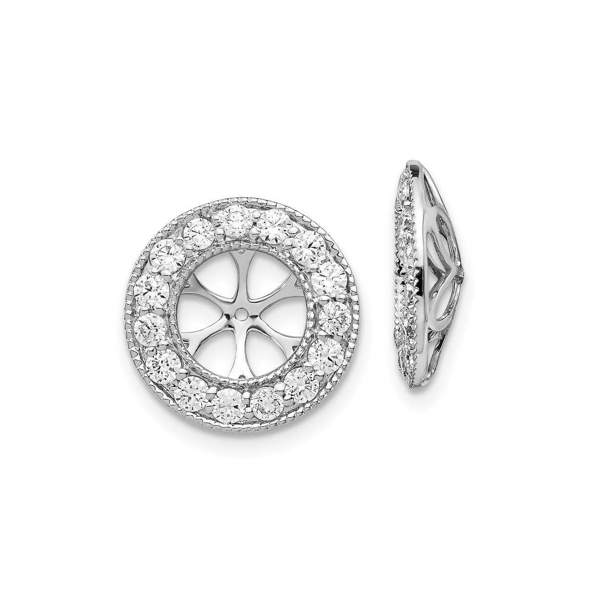14k White Gold Diamond Pendant with Openwork Petal Wheel Design, Symbolizing Balance and Motion