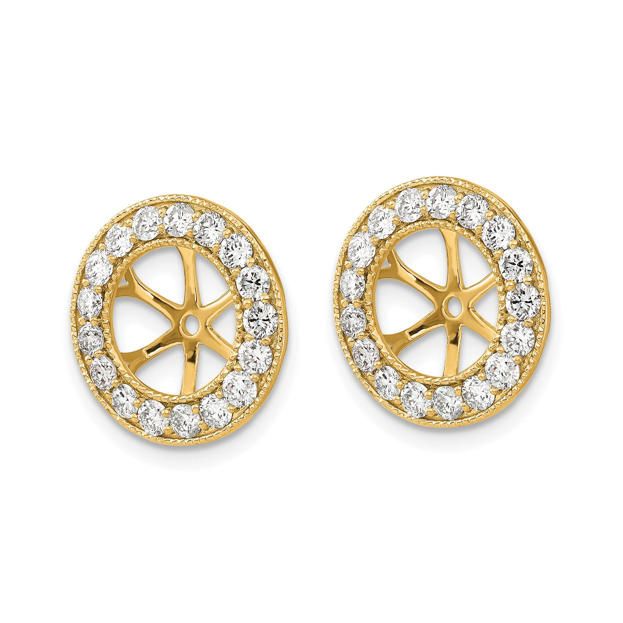 14k Yellow Gold Wheel Pendant with Diamond and Cubic Zirconia Halo, Openwork Design