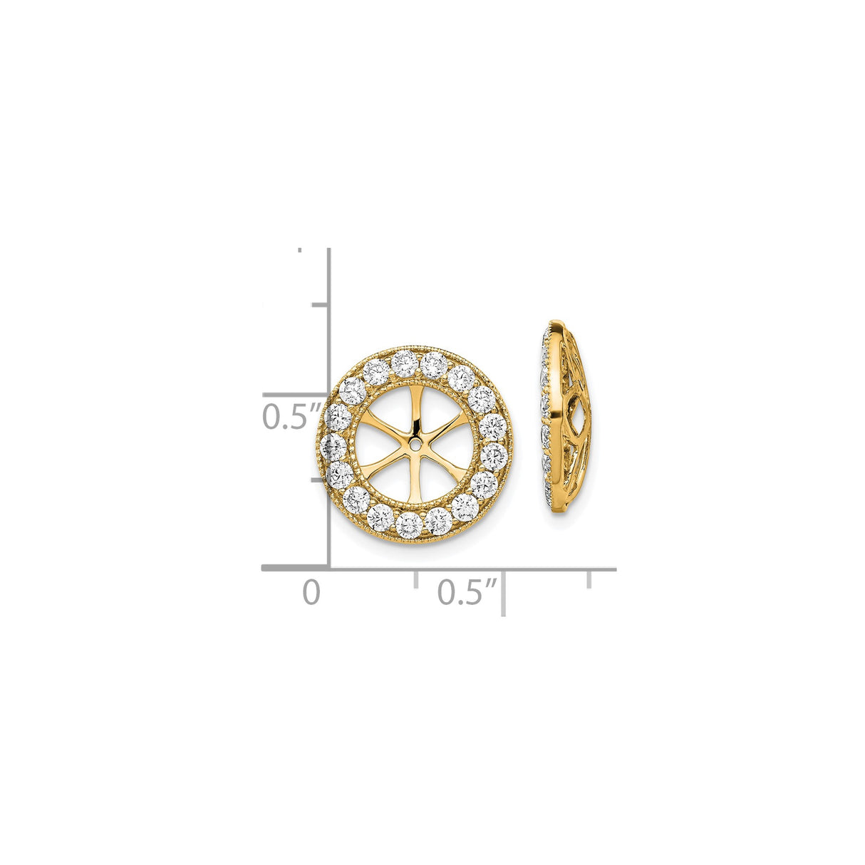 14k Yellow Gold Wheel Pendant with Diamond and Cubic Zirconia Halo, Openwork Design