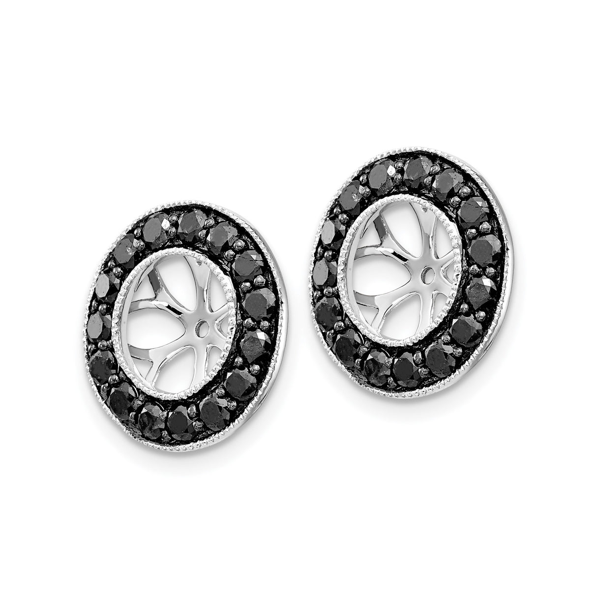 14k White Gold Star of David Pendant with Black Diamond and Diamond Accents, Jewish Symbol Jewelry