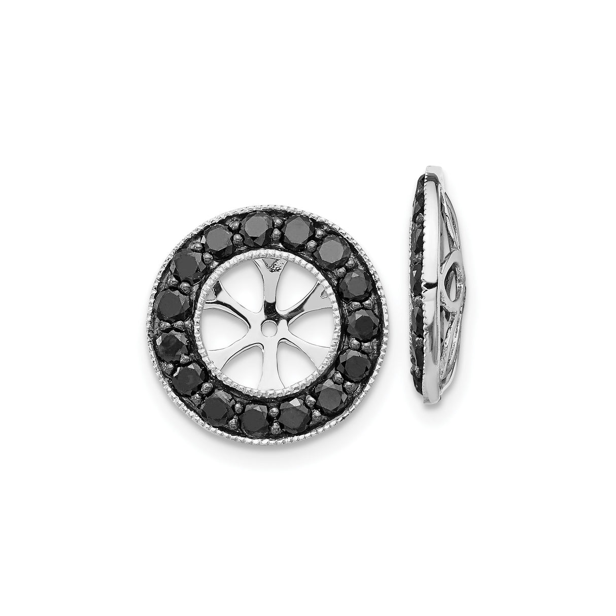 14k White Gold Star of David Pendant with Black Diamond and Diamond Accents, Jewish Symbol Jewelry