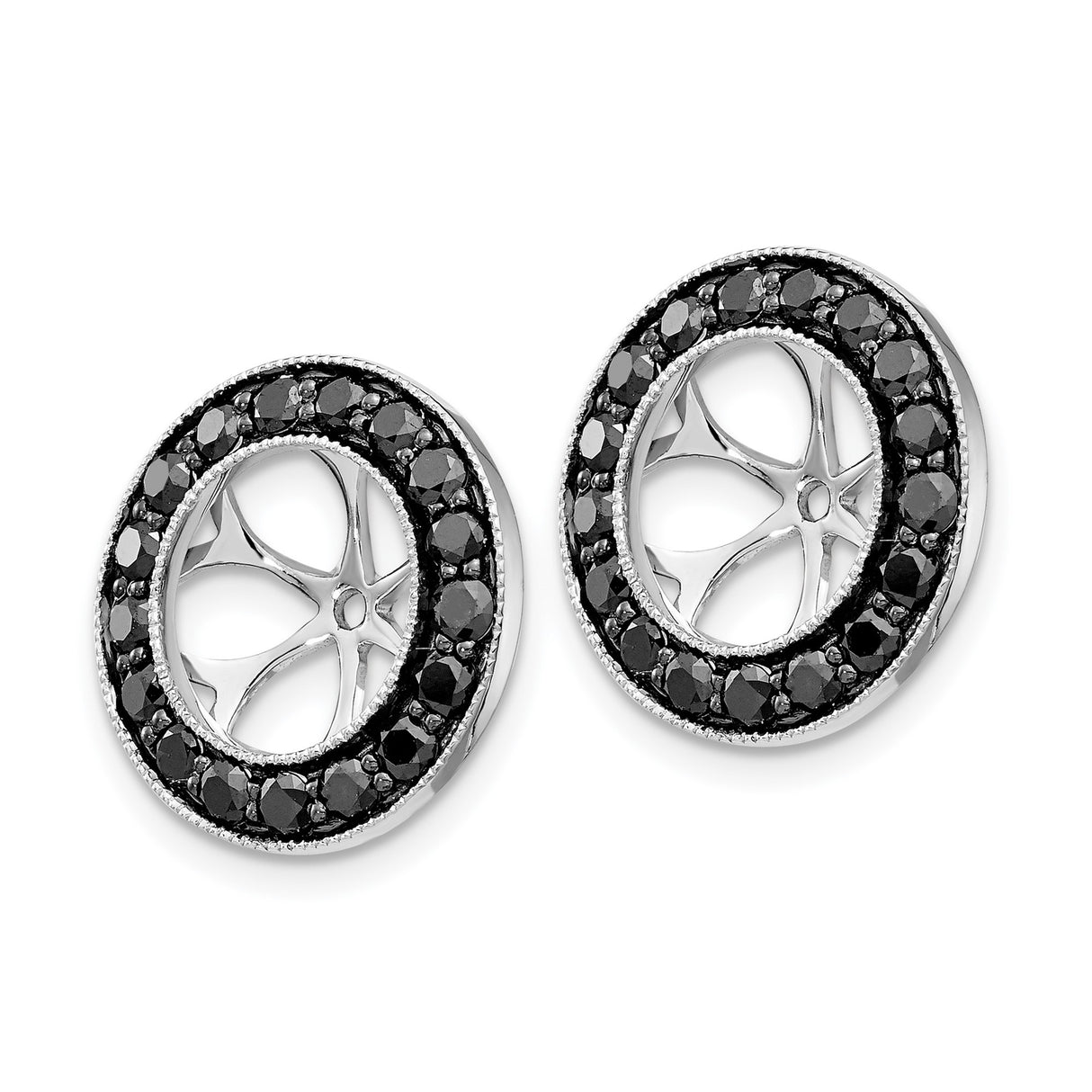 14k White Gold Pendant with Black Diamond, Spoke Wheel Design, Modern Minimalist Jewelry