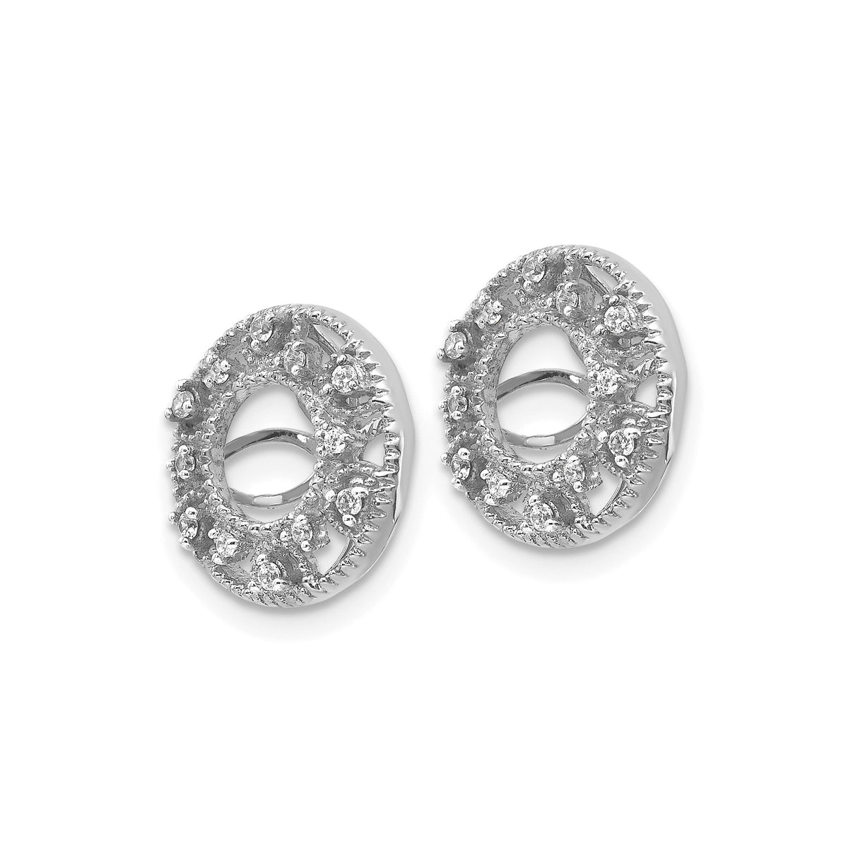 14k White Gold Filigree Pendant with Diamond Accents, Gothic Rose Window and Sunburst Halo Design