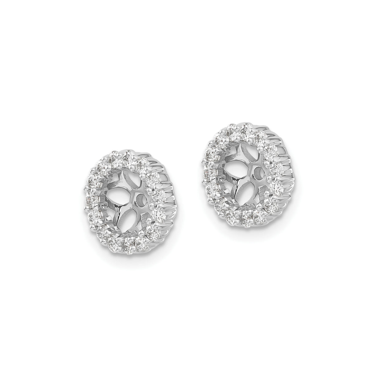 10k White Gold Flower Stud Earrings with Halo Design and Cubic Zirconia Accents for Women