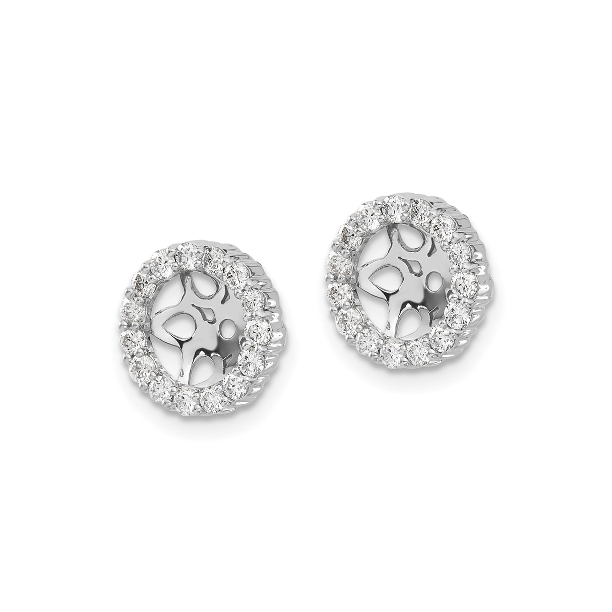 14k White Gold Snowflake Stud Earrings with Diamond Accents, Openwork Winter Design