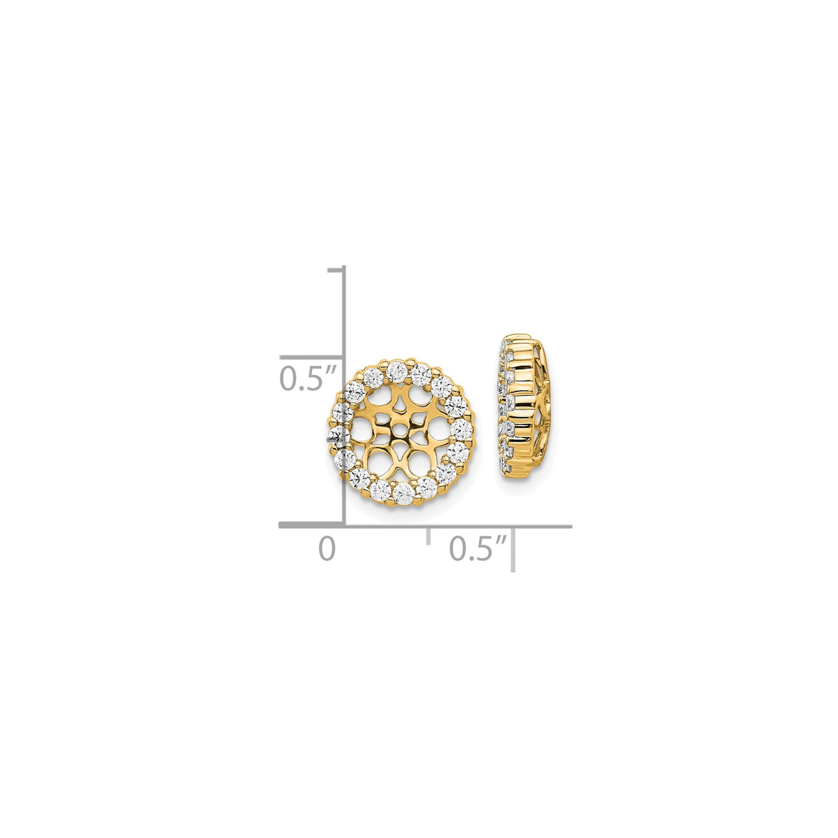 10k Yellow Gold Stud Earrings with Diamond and Circular Openwork Floral Halo Design