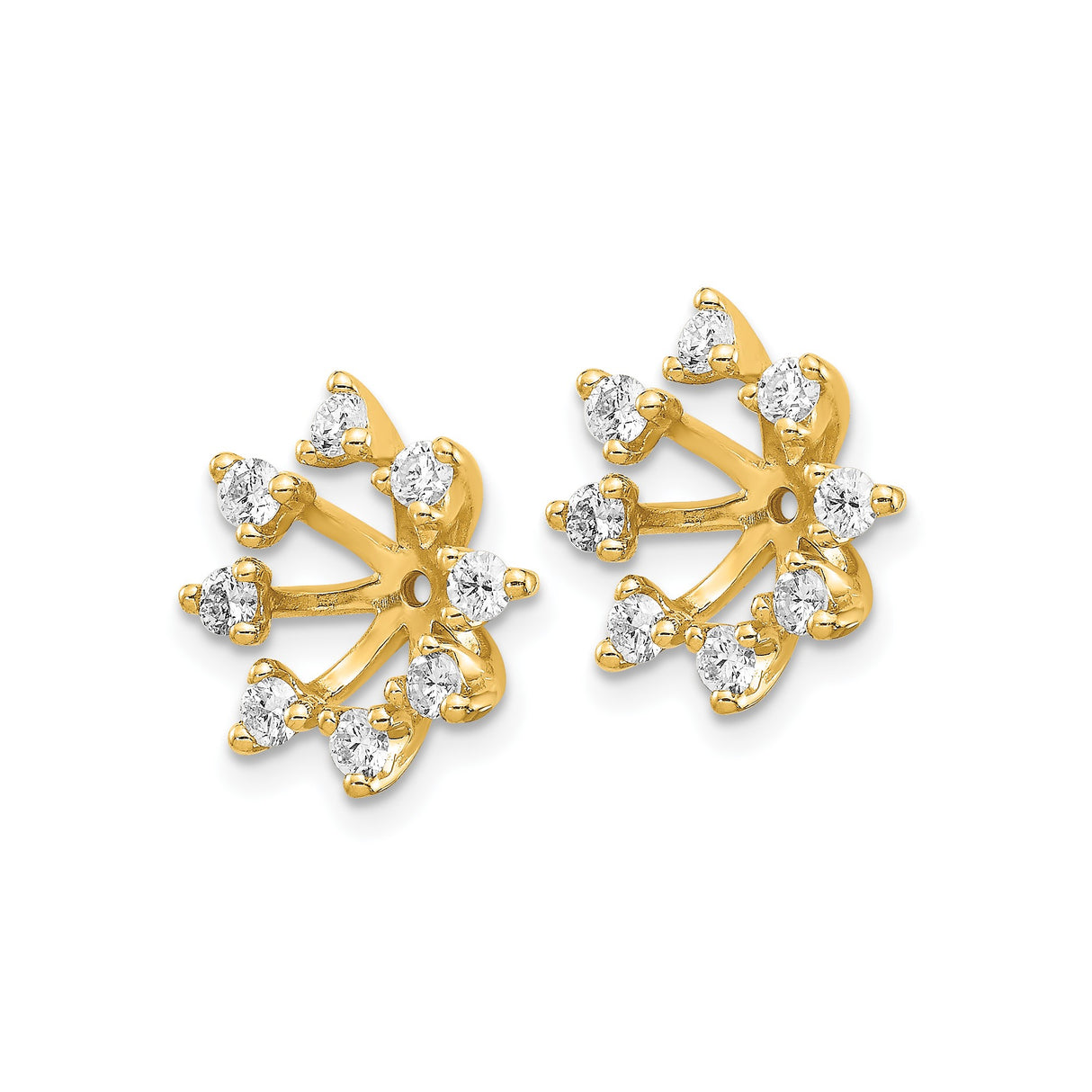 14k Yellow Gold Snowflake Stud Earrings with Diamond Accents and Starburst Design