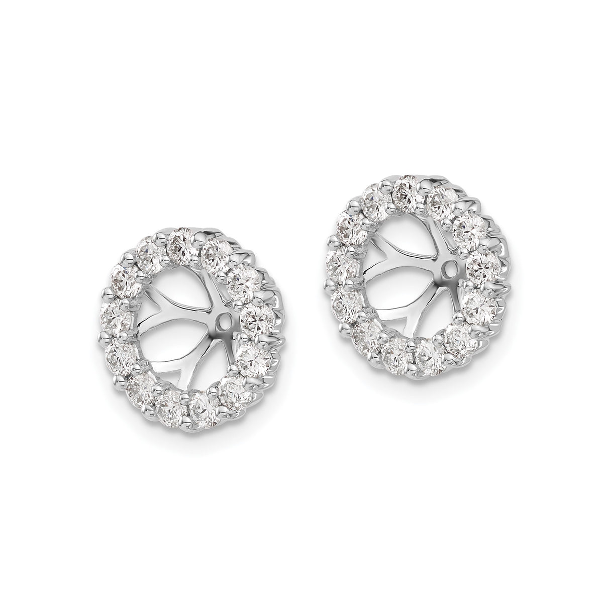 14k Yellow Gold Earring Jackets with Diamond and Cubic Zirconia Halo Openwork Wheel Design
