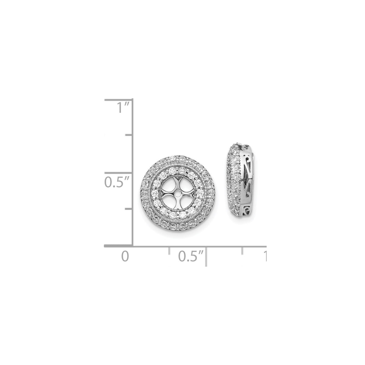 14k White Gold Cross Pendant with Diamond Accents, Halo Openwork Religious Charm