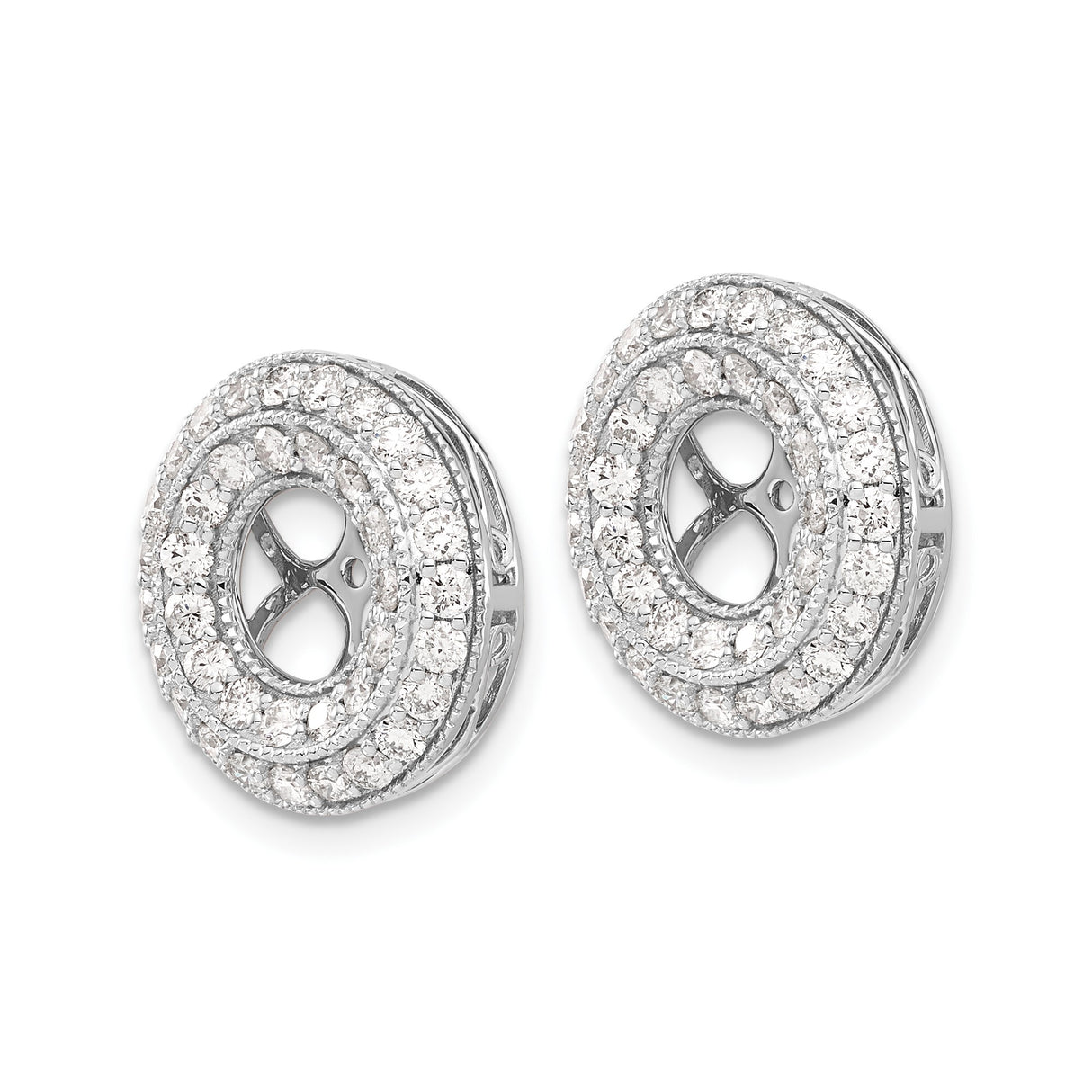 14k White Gold Pendant with Diamond Accented Quatrefoil Cross Design, Christian Jewelry for Women