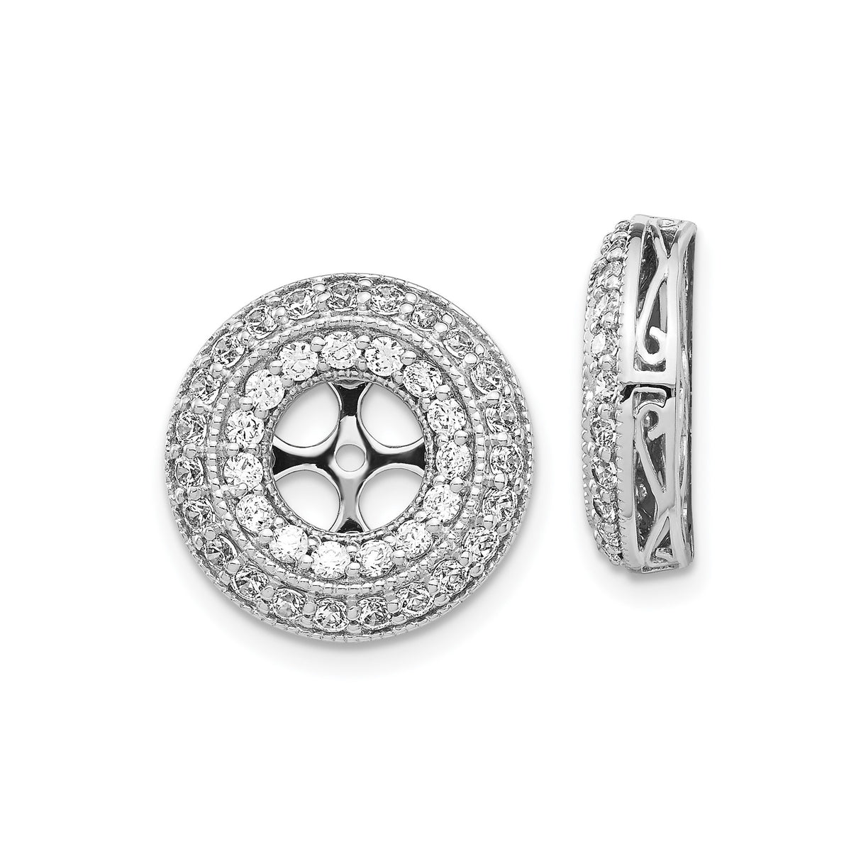 14k White Gold Pendant with Diamond Accented Quatrefoil Cross Design, Christian Jewelry for Women