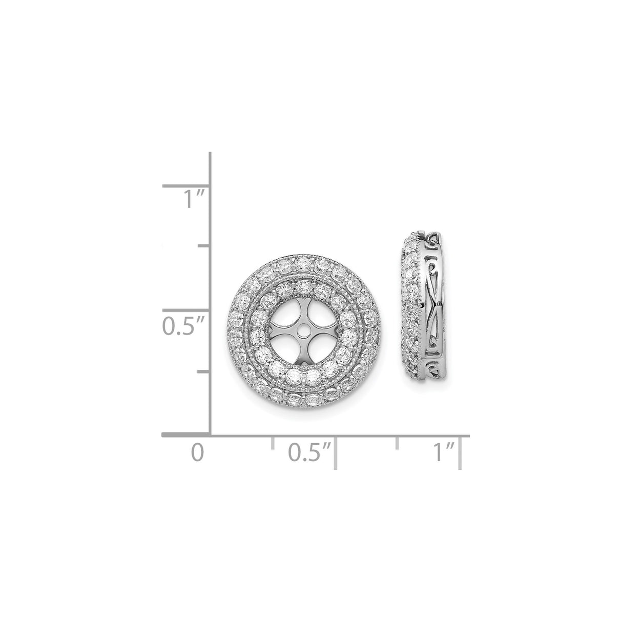 14k White Gold Pendant with Diamond Halo and Openwork Cross Design