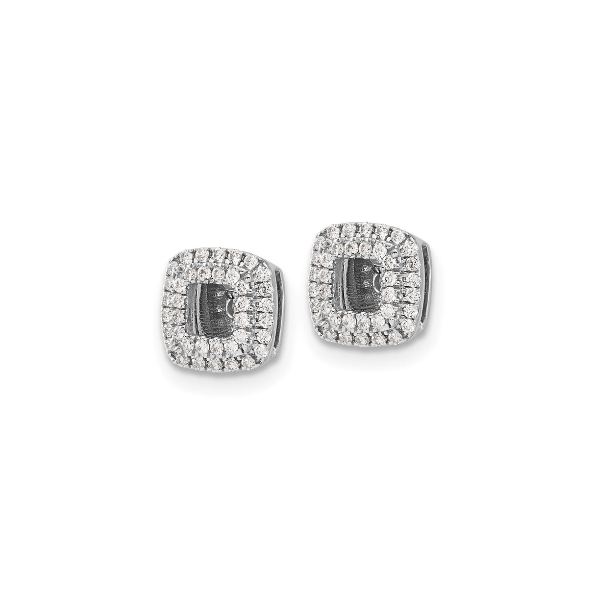 14k White Gold Diamond Halo Earring Jackets, Square Design, Stud Enhancers for Women