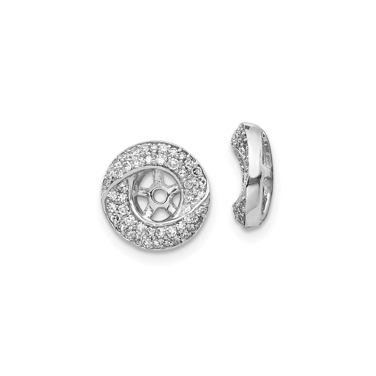 14k White Gold Diamond Spiral Charm Bead with Starburst Cutout Design