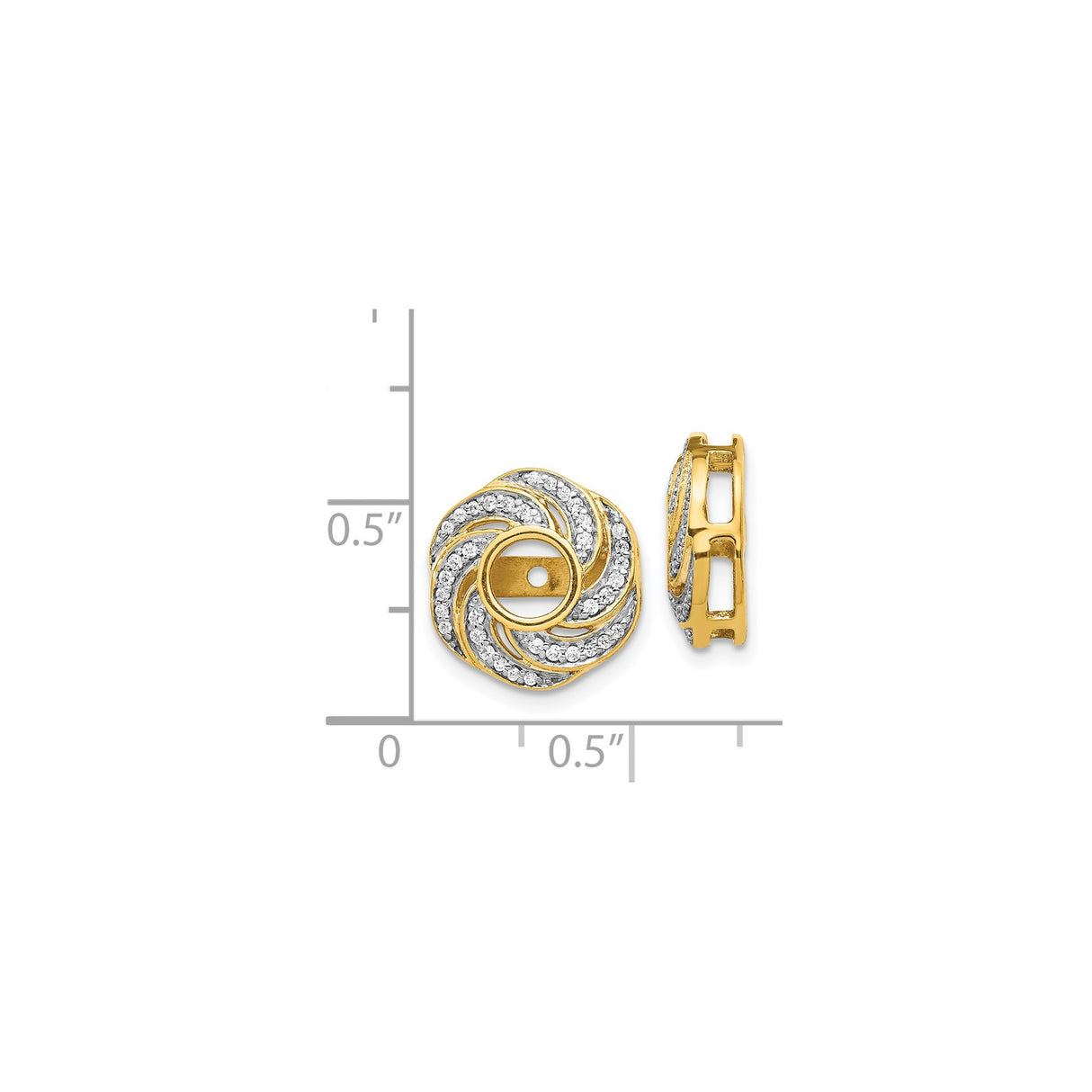 14k Yellow Gold Earring Jackets with Diamond Accents, Swirl Floral Openwork Design