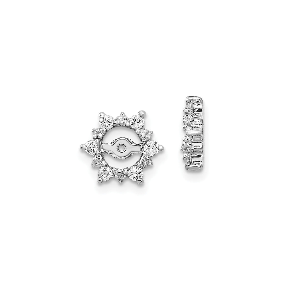 14k White Gold Evil Eye Stud Earrings with Diamond Accents, Spiritual Protection Jewelry