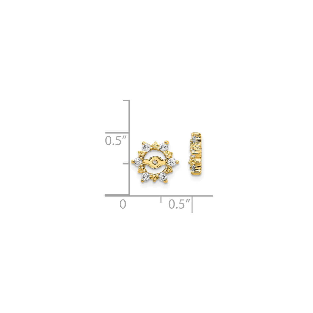 14k Yellow Gold Earring Jackets with Diamond, Sunburst Eye Symbol Design for Women