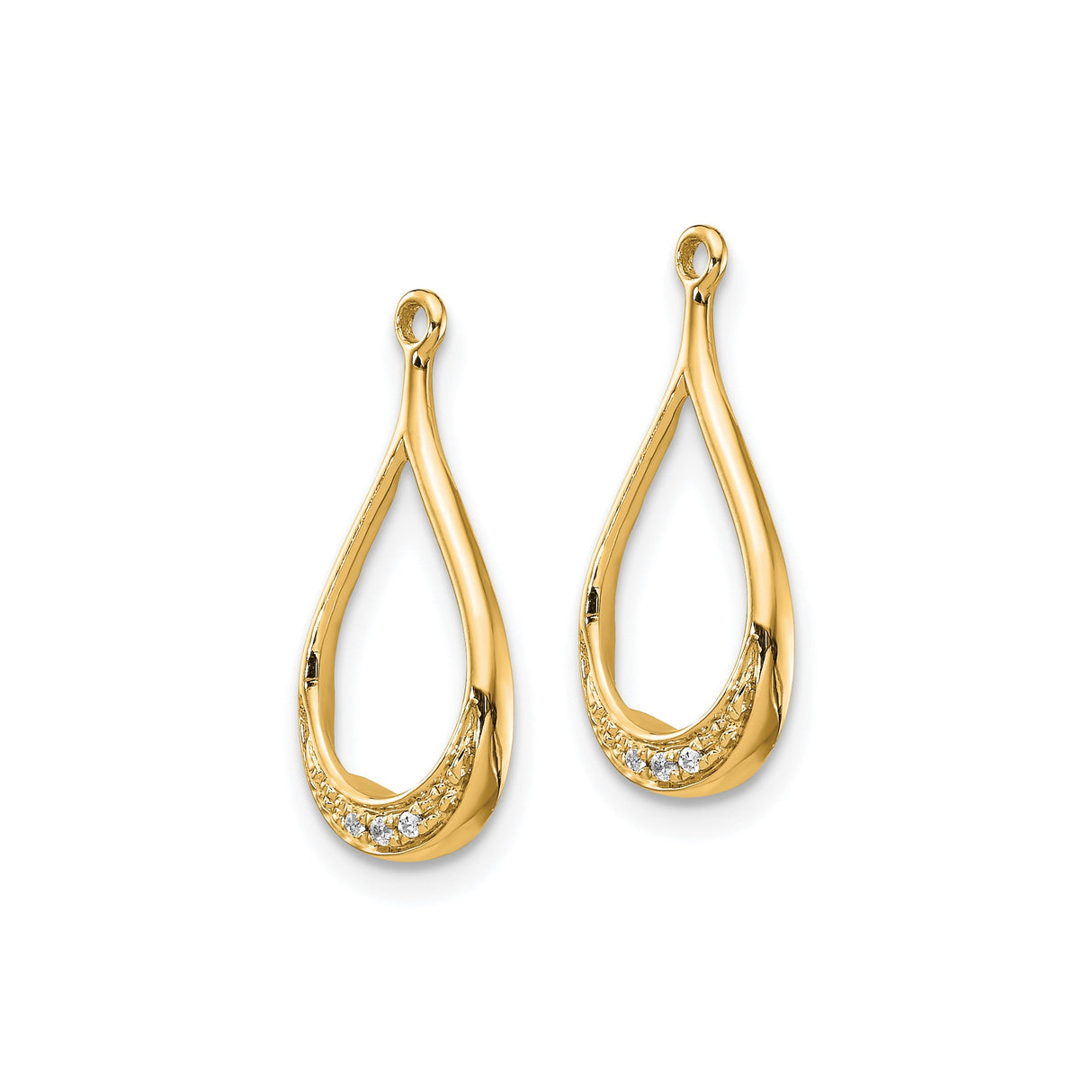 14k Yellow Gold Teardrop Pendant with Open Design and Diamond Accents for Women