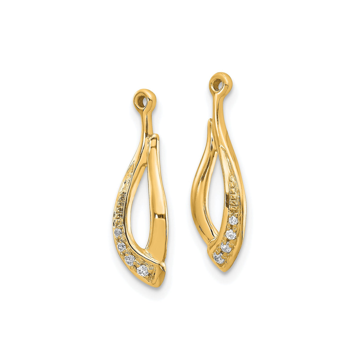 14k Yellow Gold Wishbone Pendant with Diamond Accents, Sleek Curved Design for Women