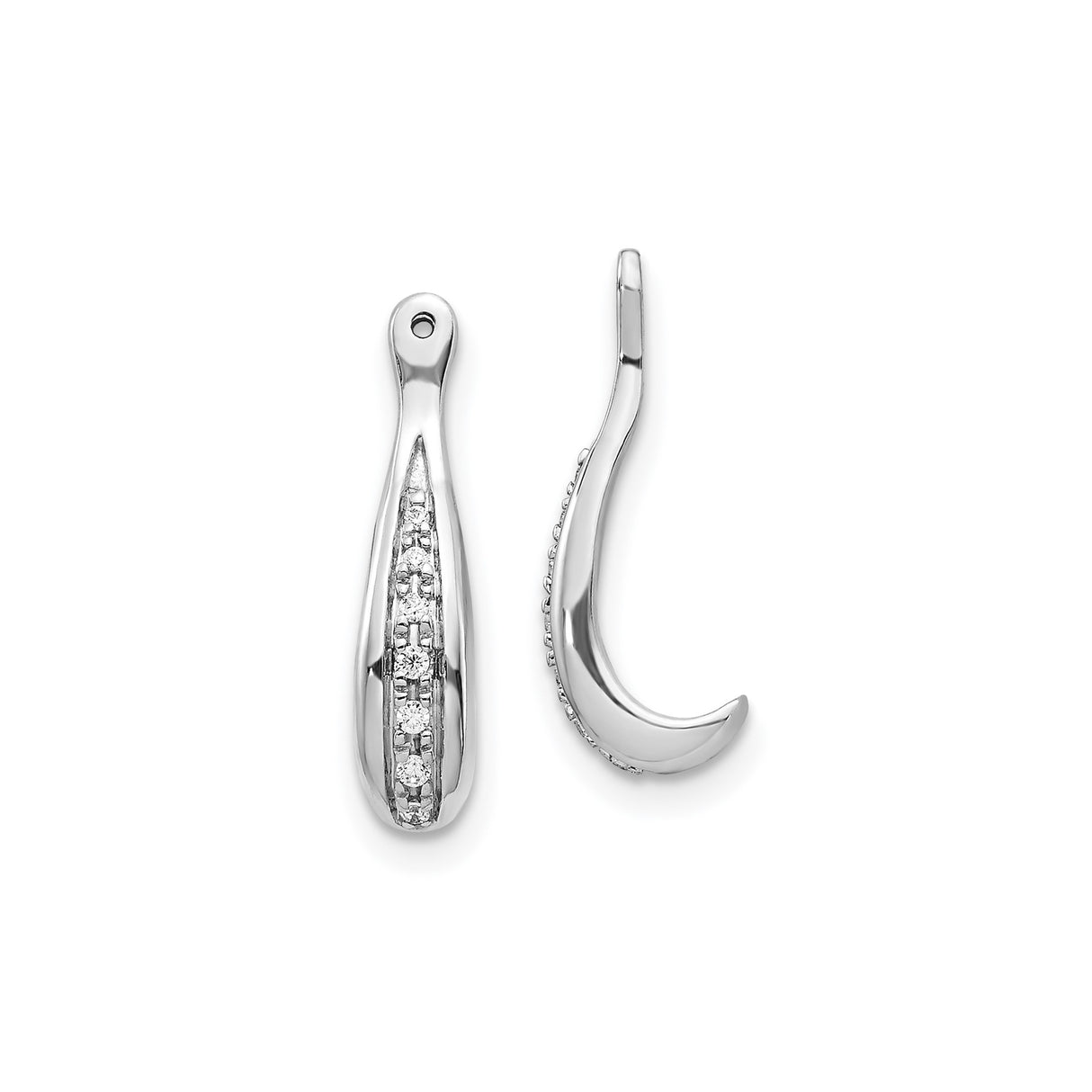 14k White Gold Fish Hook Pendant with Diamond Accents, Nautical Oceanic Symbol for Women