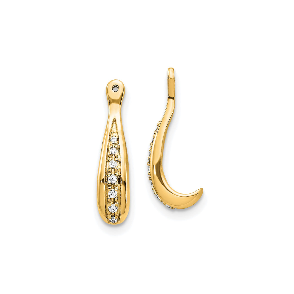 14k Yellow Gold Fish Hook Pendant with Diamond and Cubic Zirconia , Hawaiian Symbol of Strength and Prosperity