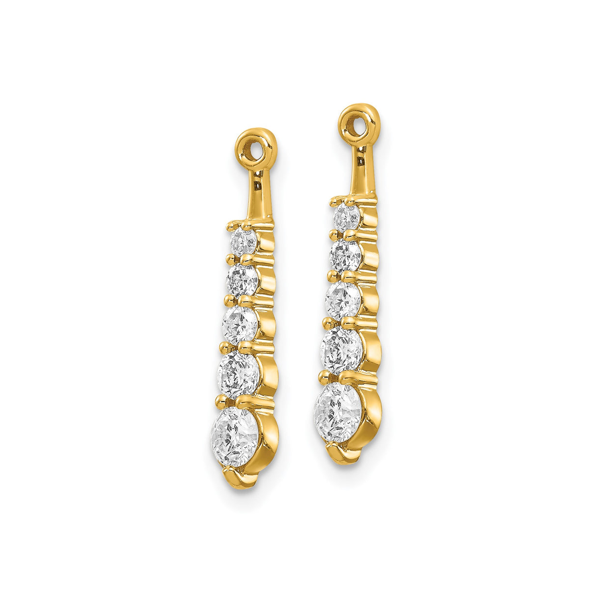 14k Yellow Gold Earring Enhancer Jackets with Diamond Accents, Graduated Drop Dangle Style