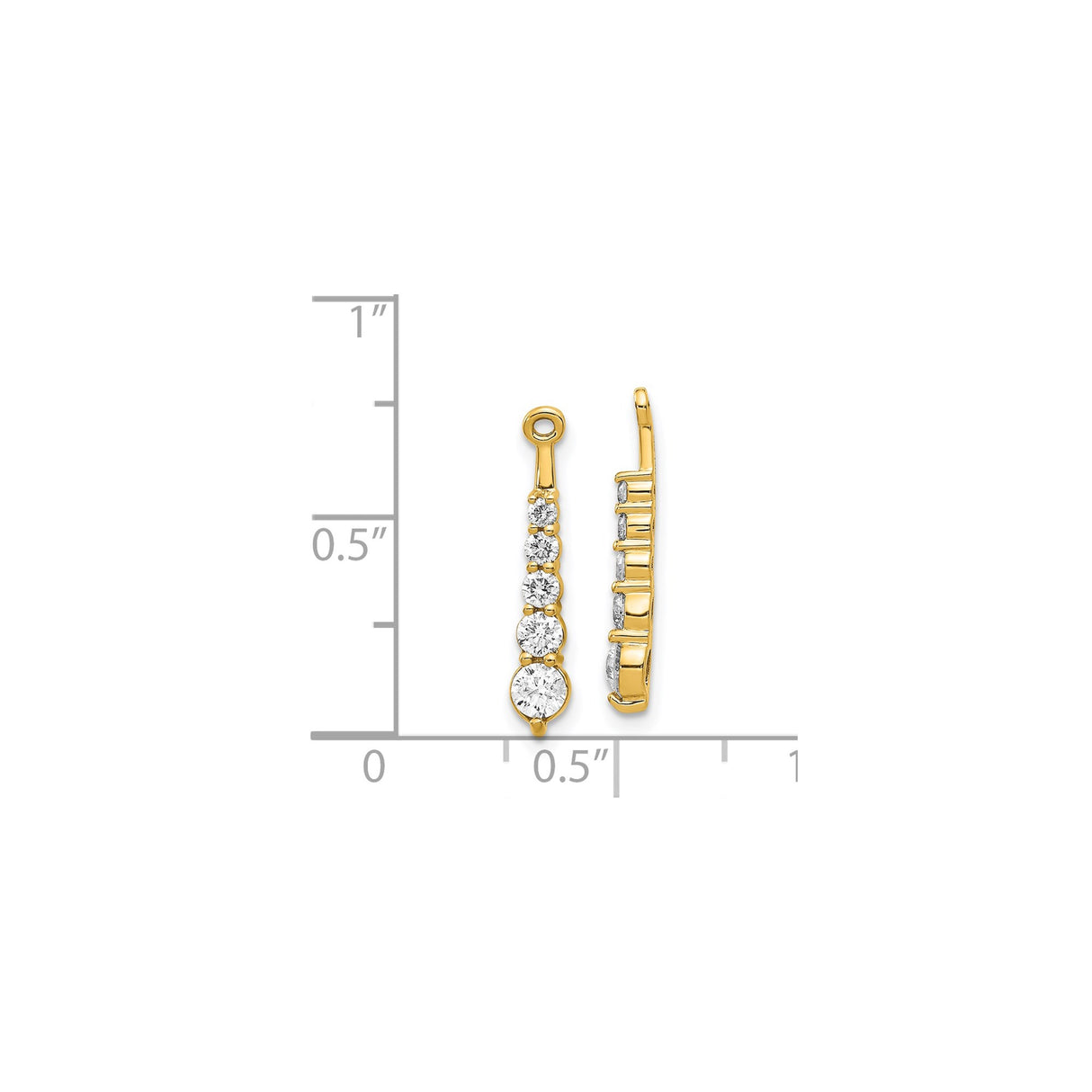 14k Yellow Gold Earring Enhancer Jackets with Diamond Accents, Graduated Drop Dangle Style