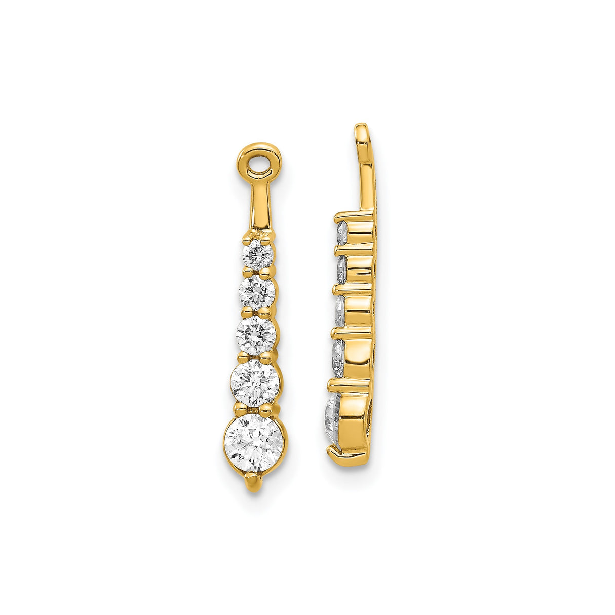 14k Yellow Gold Earring Enhancer Jackets with Diamond Accents, Graduated Drop Dangle Style