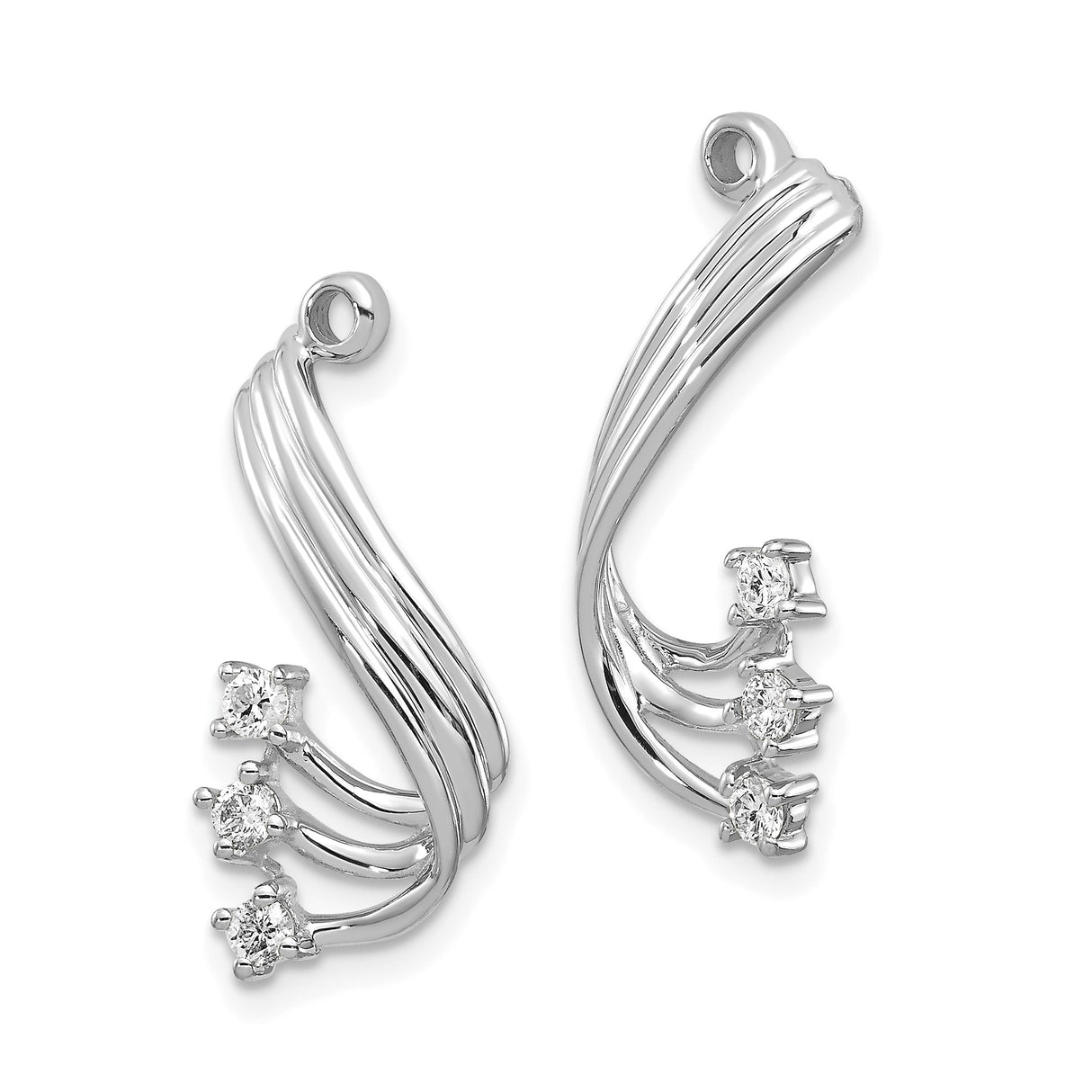 14k White Gold Pendant with Diamond Accents, Flowing Abstract Sculptural Design