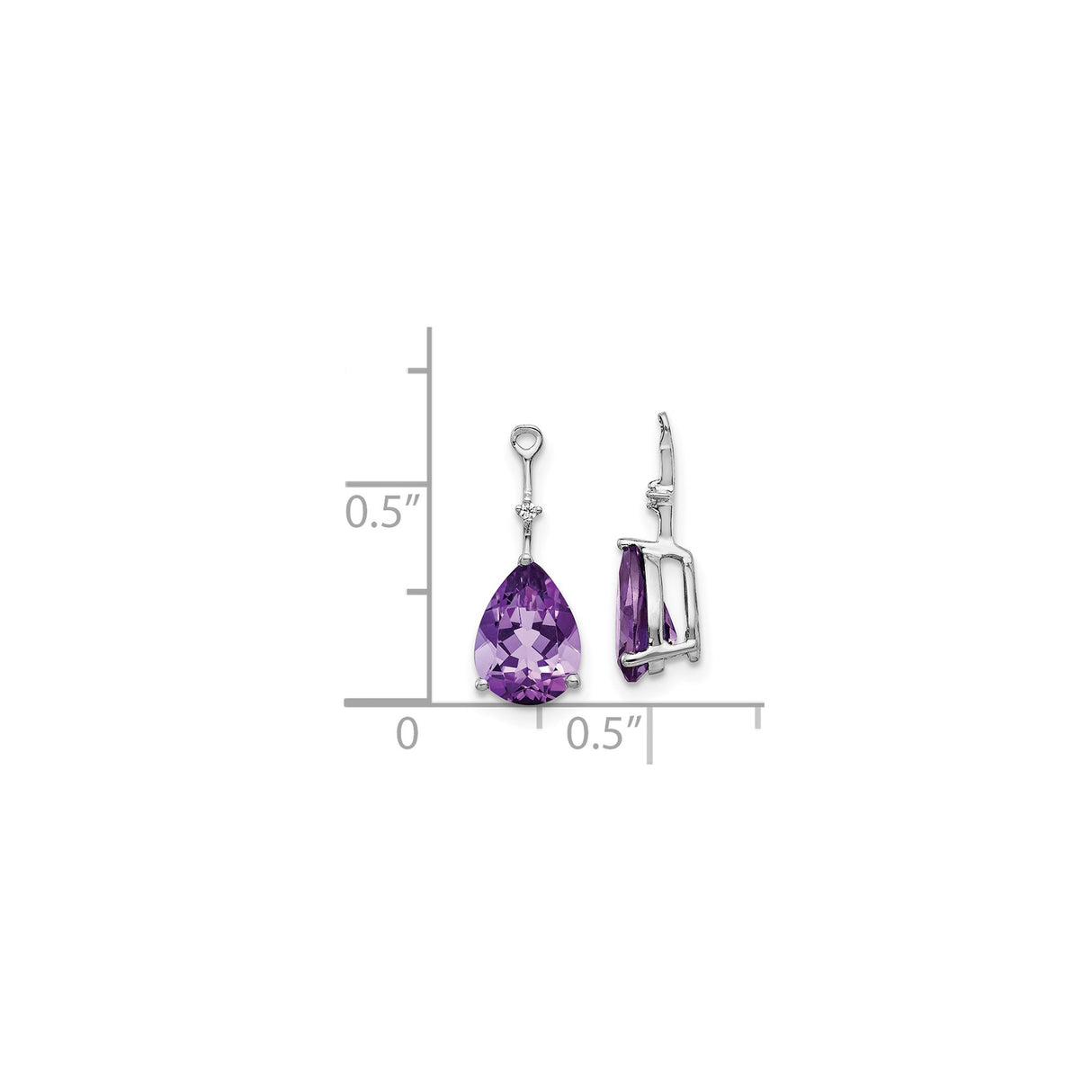 14k White Gold Dangle Earrings with Pear Shaped Amethyst and Diamond Accent